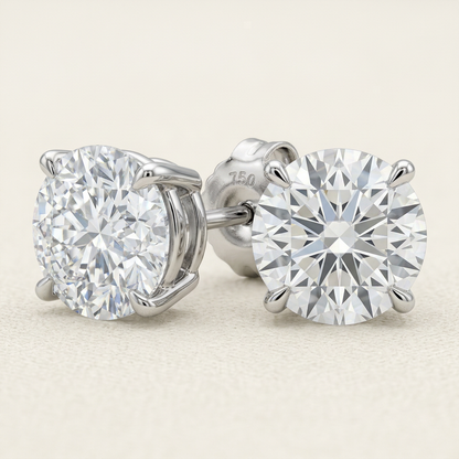 🌙 Round Solitaire Stud Earrings | Timeless Sparkle | Elegant Everyday Jewelry