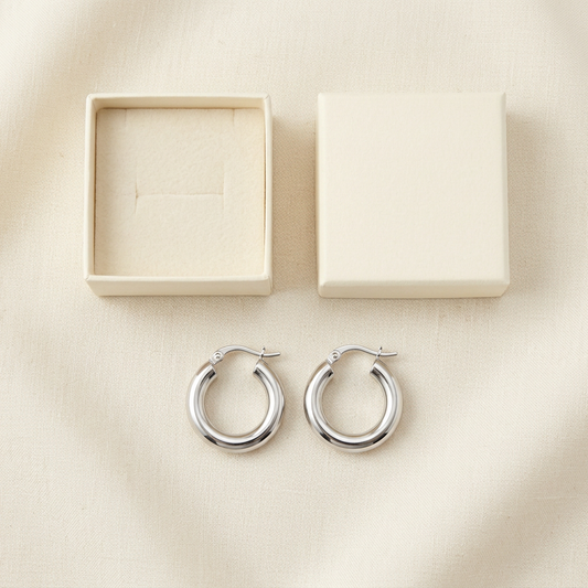 🪩 Silver Chunky Hoop Earrings | Minimalist Everyday Jewelry | Timeless Modern Style