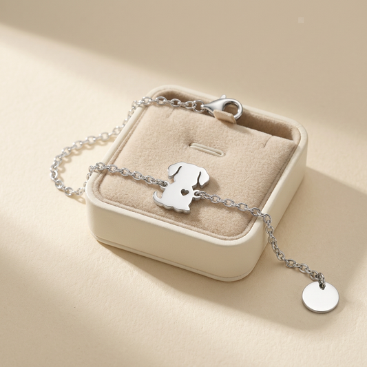🐶 Cute Puppy Charm | Minimalist Silver-Tone Bracelet | Everyday Jewelry