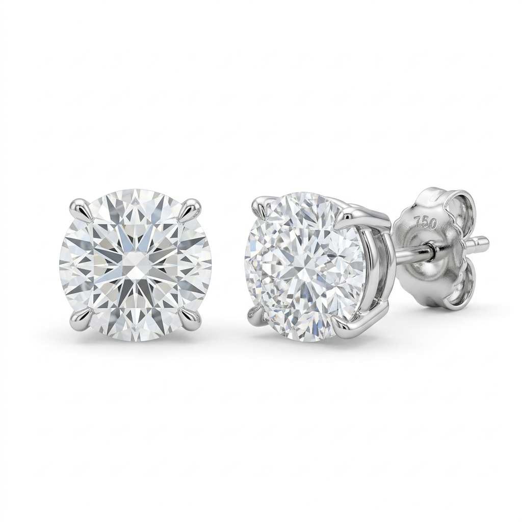 🌙 Round Solitaire Stud Earrings | Timeless Sparkle | Elegant Everyday Jewelry