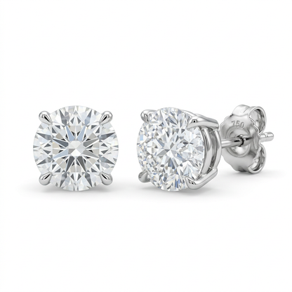 🌙 Round Solitaire Stud Earrings | Timeless Sparkle | Elegant Everyday Jewelry